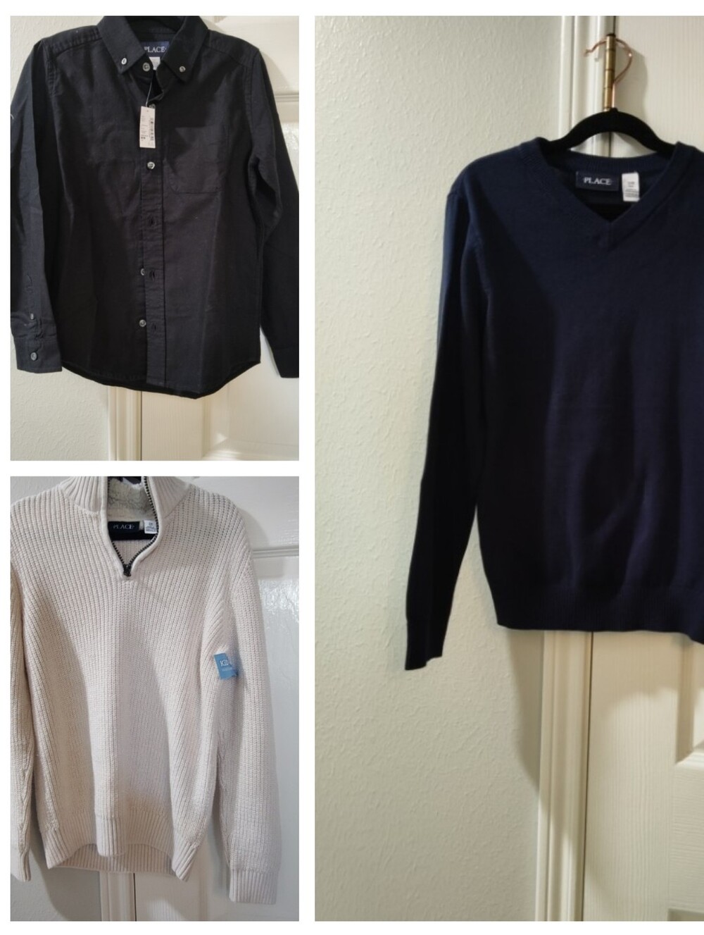 Place Boys Bundle Of 3 Size M 7/8 Long Sleeve Shirt & 2 Sweaters Set NWT